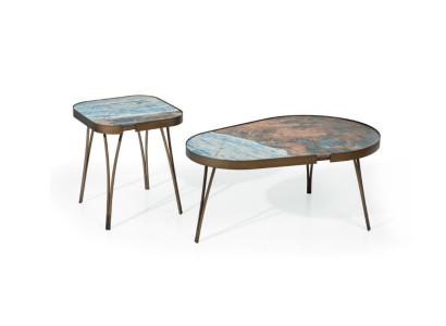 Luxur 2x Coffee table stainless steel Furniture Living room gold style Coffee tables